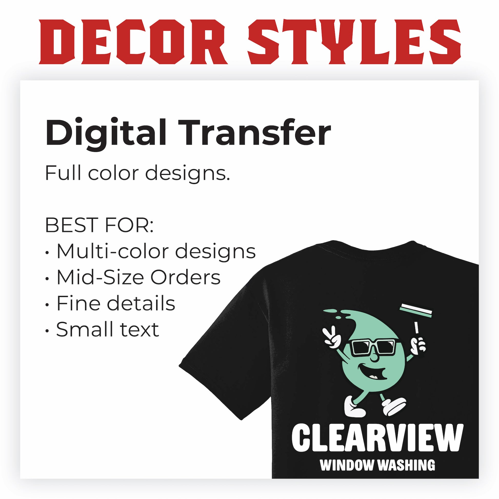 Apparel decoration methods guide breakdown for digital transfers on t-shirts