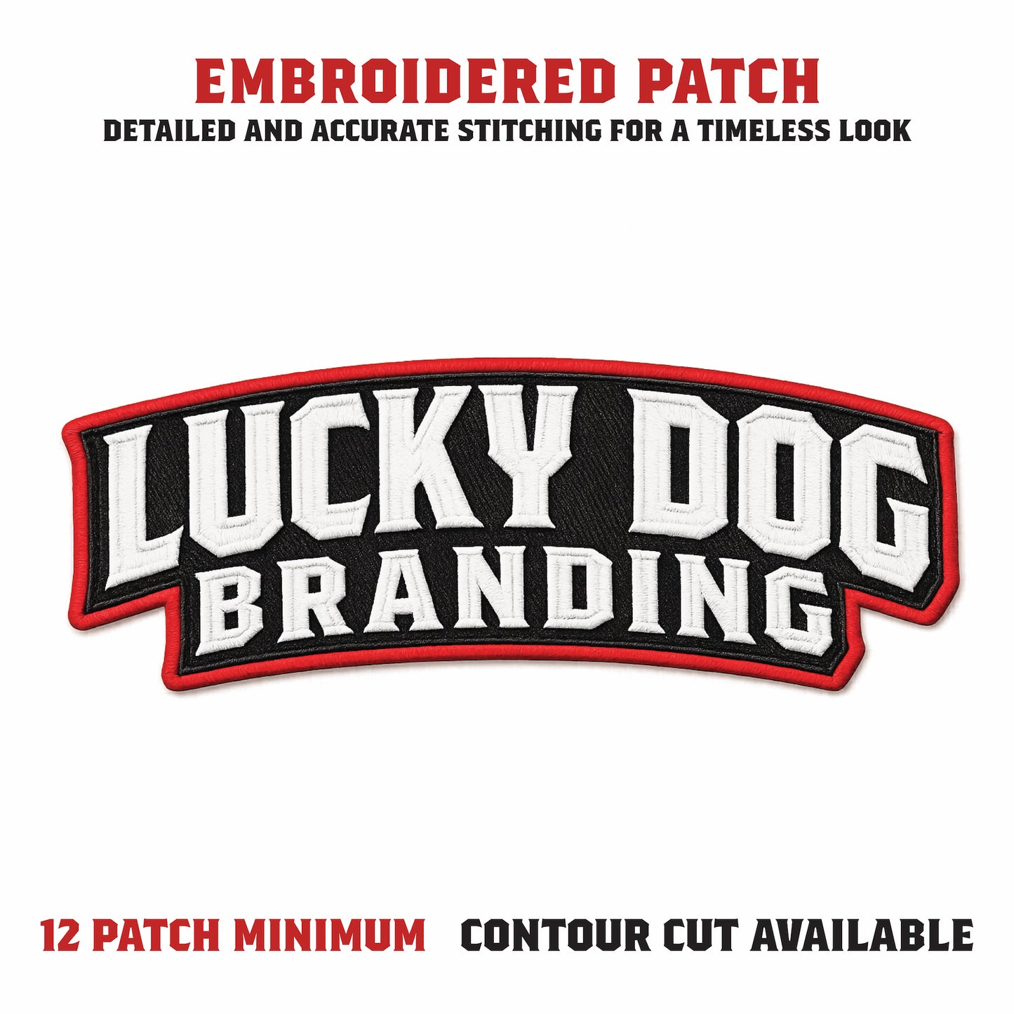 Embroidered patch product page showcasing custom stitched patch design and texture details