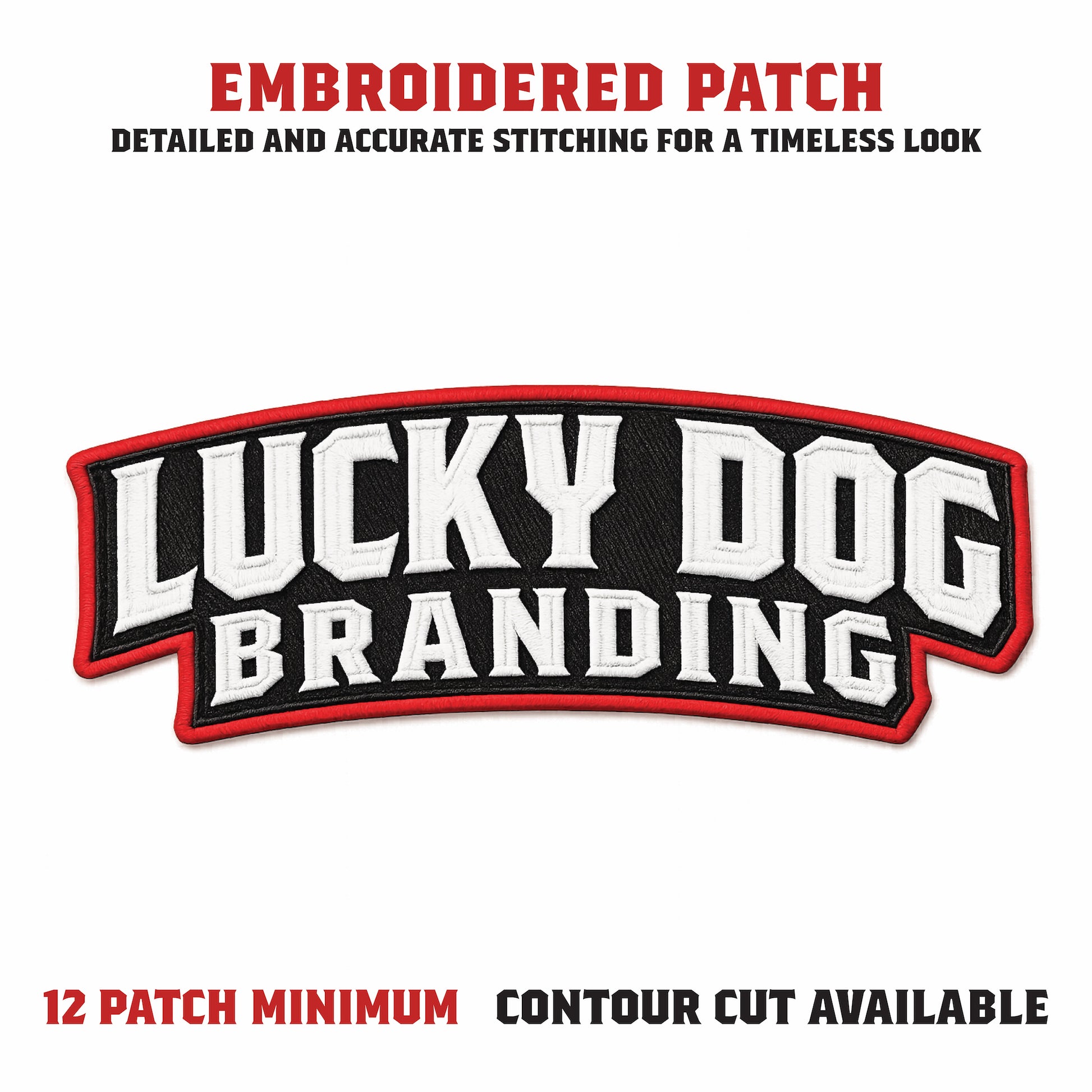 Embroidered patch product page showcasing custom stitched patch design and texture details