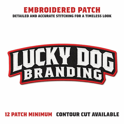 Embroidered patch product page showcasing custom stitched patch design and texture details