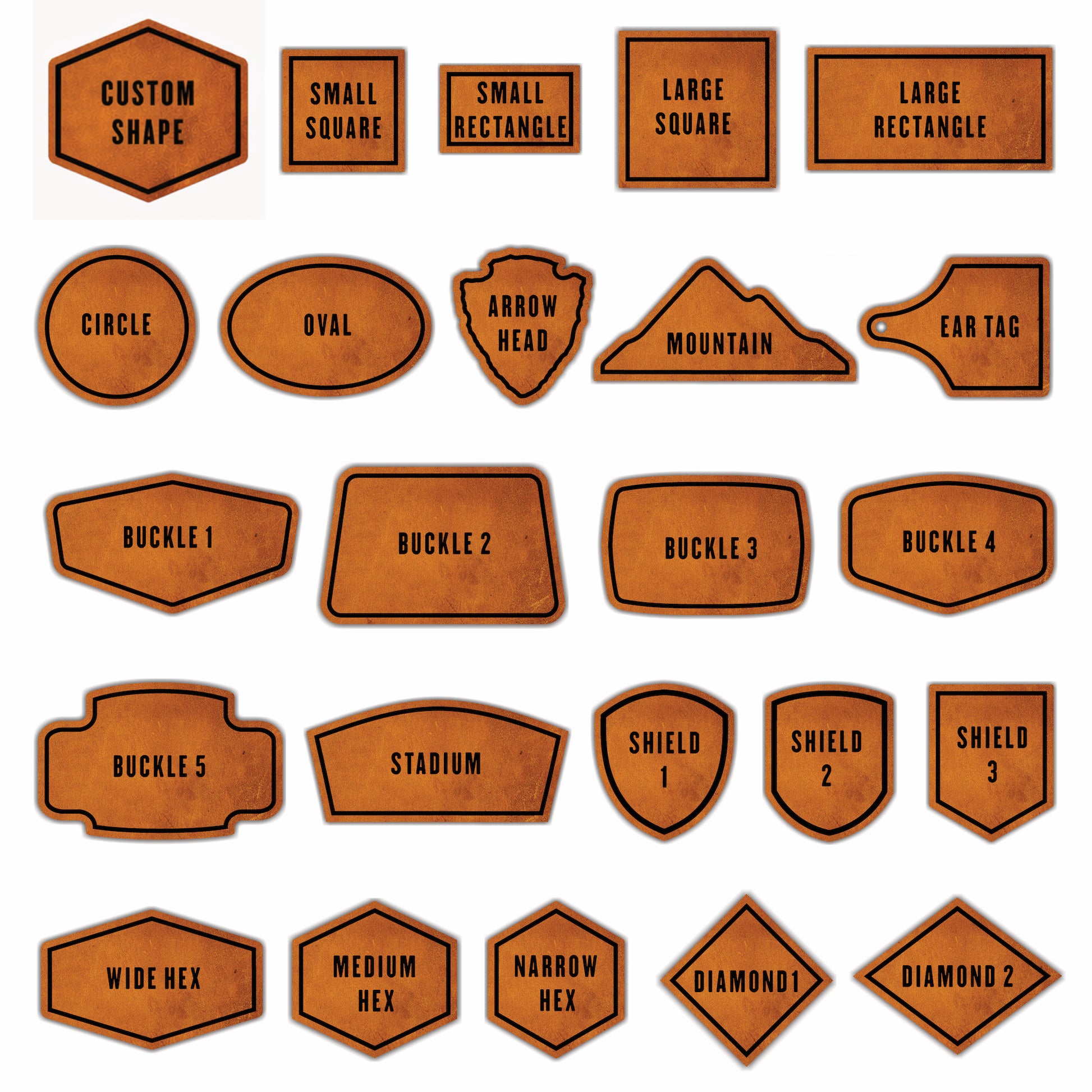Collection page displaying multiple custom hat patch shapes and style options for Richardson 112 hats