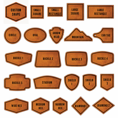 Collection page displaying multiple custom hat patch shapes and style options for Richardson 112 hats