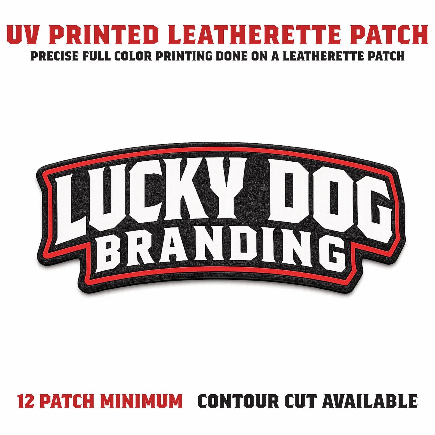 UV printed patch with full-color logo and sharp detail on durable material