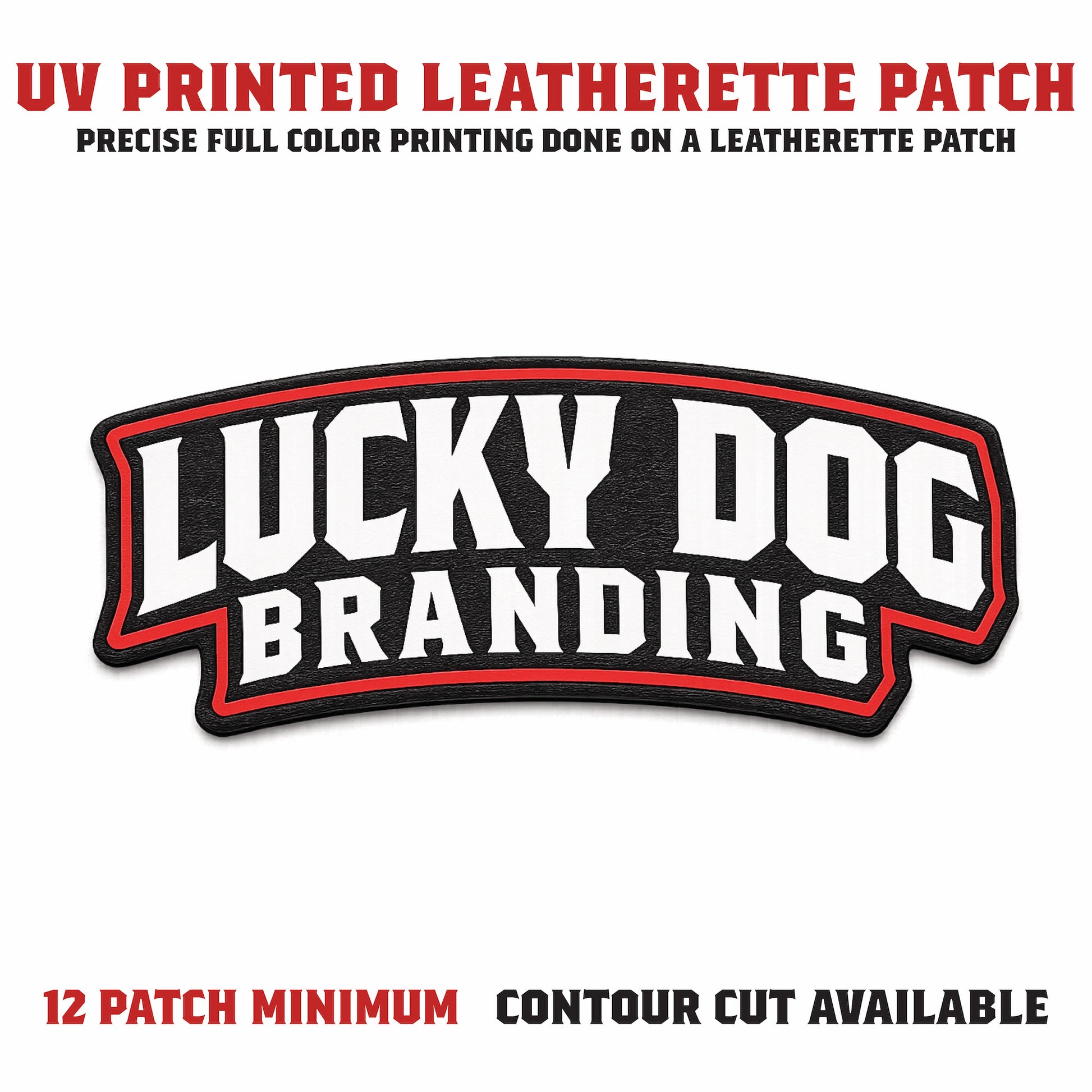 UV printed patch with full-color logo and sharp detail on durable material