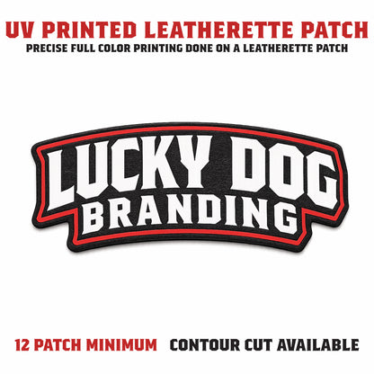 UV printed patch with full-color logo and sharp detail on durable material