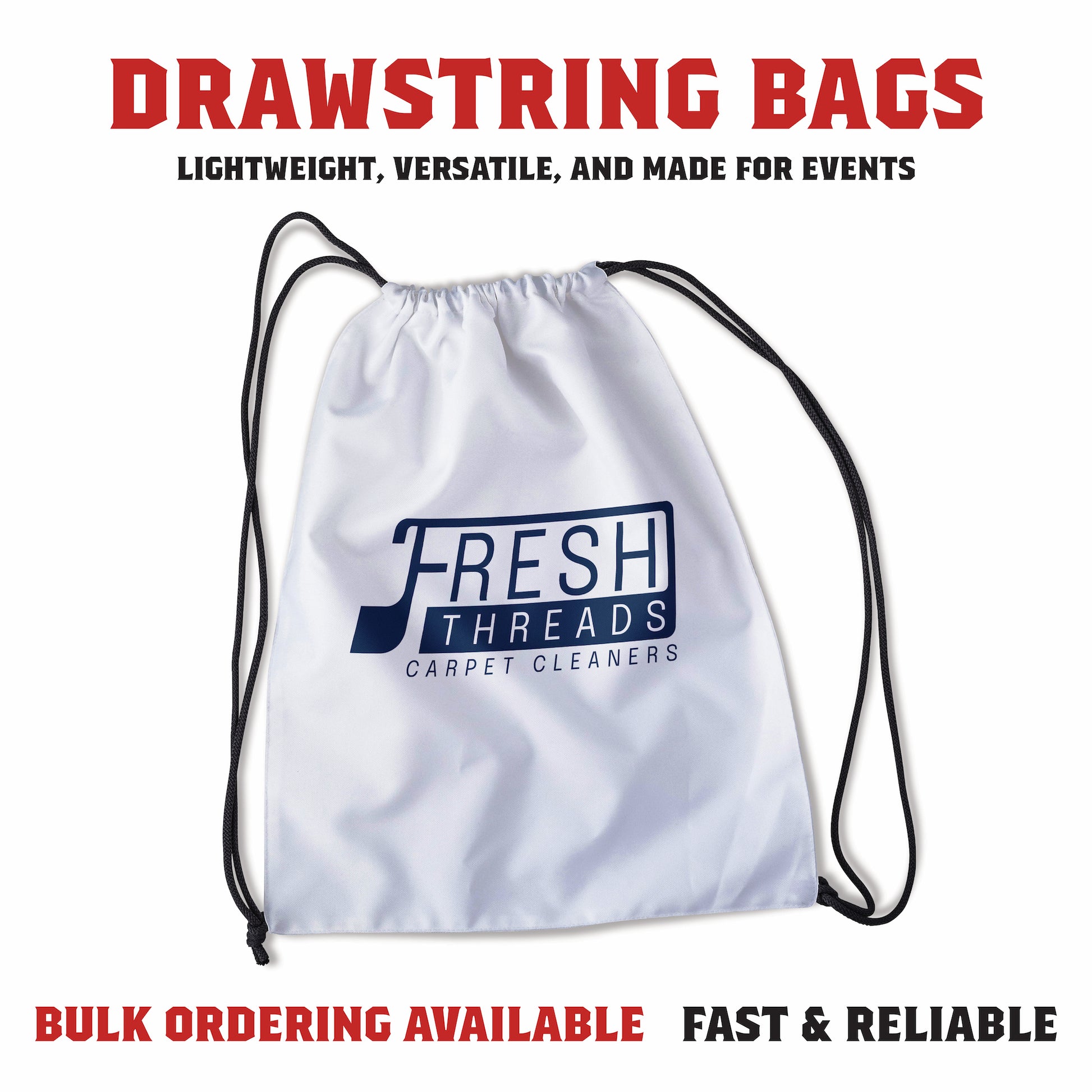 Custom drawstring backpack with lightweight material and front logo print