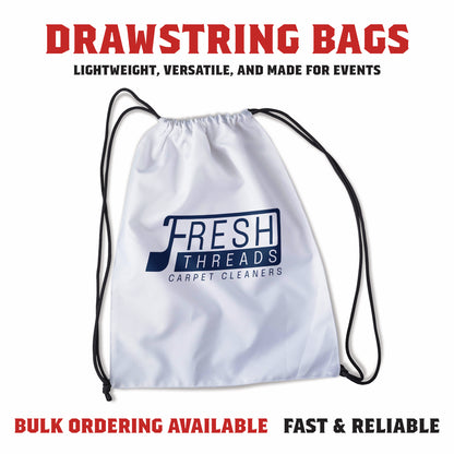 Custom drawstring backpack with lightweight material and front logo print