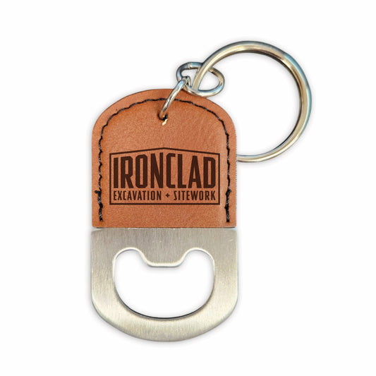 Laser Engraved Leatherette Keychain Bottle Opener - 12 Pack