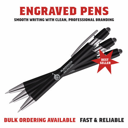 Laser engraved metal pens with custom logo and smooth writing finish